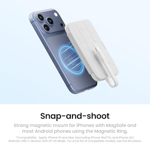 Insta360 Snap Selfie Screen - 4K Magnetic Selfie Monitor Screen for Selfie, Vlogging, Compaitble with iPhone 15/16/17 Pro, Touchscreen Control, Wired Instant Connection — view 4