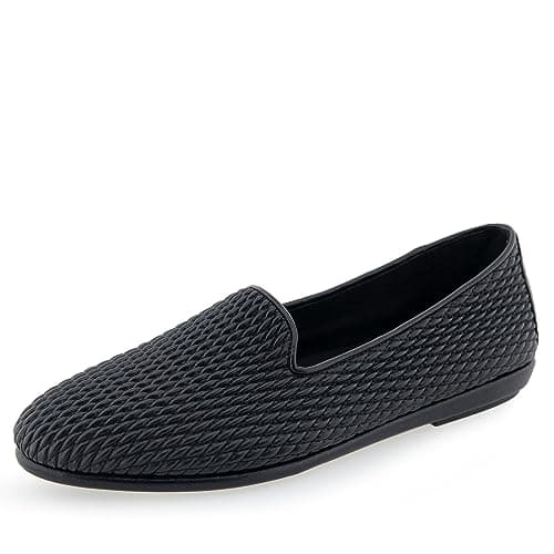 Aerosoles Women's Betunia Loafer, Black Mini Diamond Quilted PU, 6.5 Wide