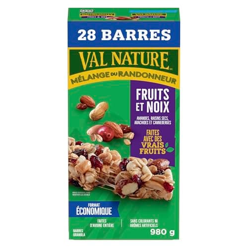 NATURE VALLEY - VALUE PACK SIZE - Fruit and Nut, Almonds, Raisins, Peanuts, Cranberries Granola Bars, Pack of 28 Bars, 980 Grams Package, Whole Grains, No Artificial Colours, No Artificial Flavours — view 9