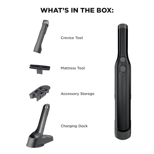 Shark WANDVAC Cordless Hand Vac, Lightweight, Versatile and Portable at 1.4 lbs., Powerful Suction for Pet Hair, Charging Dock, One-Touch Empty for Car & Home, Duster Crevice Tool, Black, WV201BK — view 9