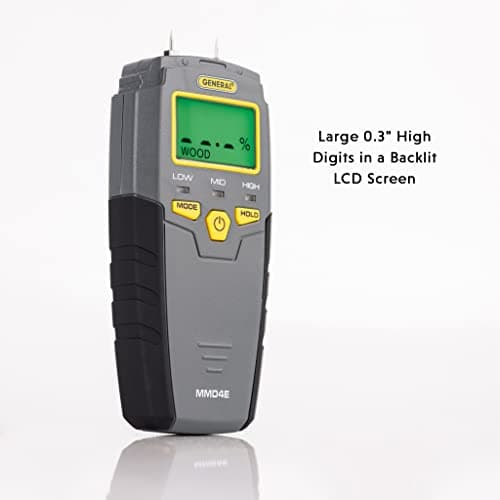 General Tools MMD4E Digital Moisture Meter, Water Leak Detector, Moisture Tester, Pin Type, Backlit LCD Display With Audible and Visual High-Medium-Low Moisture Content Alerts, Grays — view 5