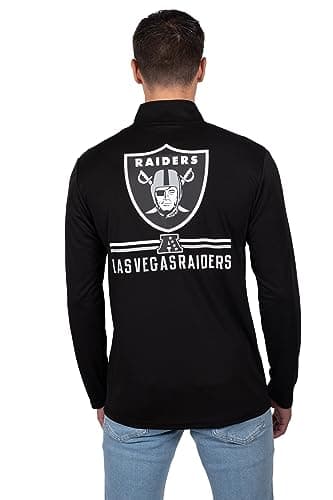 Ultra Game NFL Official Adults Super Soft Quarter Zip Long Sleeve T-Shirt - Unisex, Las Vegas Raiders, Team Color, Medium — view 2
