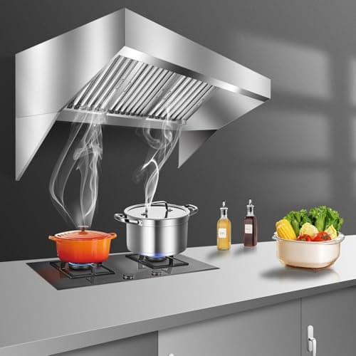 Garvee 8FT Commercial Exhaust Hood, 201 Stainless Steel Rust Resistant Vent Hood with 4 Detachable U-Shaped Oil Filter Mesh, Commercial Grade for Kitchen/Restaurant/Food Truck/Concession Stand — view 5
