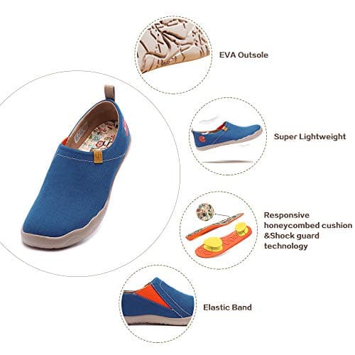 UIN Men's Slip Ons Loafers Canvas Lightweight Sneakers Walking Casual Solid Color Travel Shoes Dark Blue (9.5) — view 4
