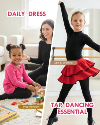 CHUNG Girls Footed Tights Light Weight Stretchy 60D Multi Candy Color Stage Play Costumes 2-12Y, Black, 5-8 Years — view 4