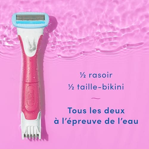 Schick Hydro Silk TrimStyle Hydrating Razor with Bikini Trimmer for Women | 2-in-1 Bikini Razor for Women and Womens Trimmer for Pubic Hair| Includes 1 Waterproof Handle, 1 Refill & 1 AAA Battery — view 10
