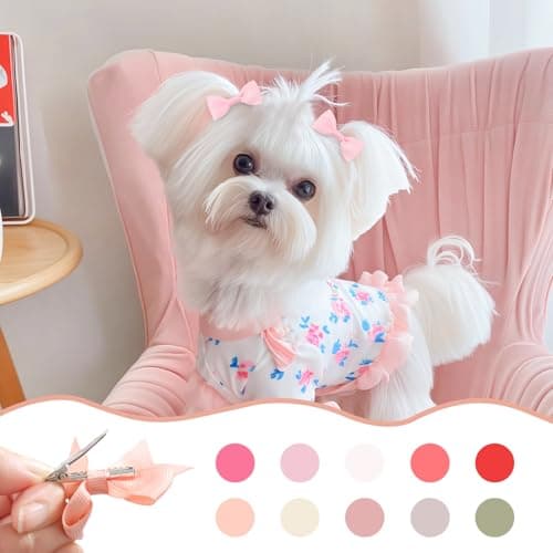 40PCS 2Inch Puppy Dog Hair Bows with Clips & Rubber Bands, Small Pet Grooming Hair Accessories, Cute Puppy Hair Clips for Small Dogs Cats, Mixed Colors — view 4