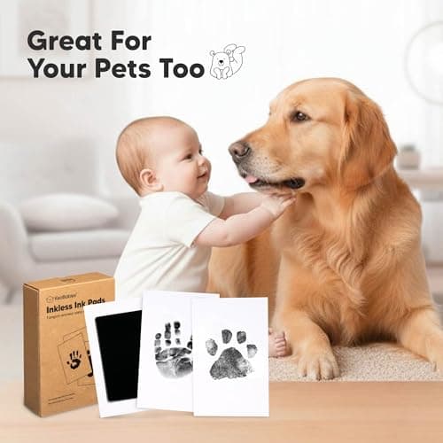 4pk Inkless Baby Hand and Footprint Kit, Mess Free Ink Pads (Jet Black, R) — view 4