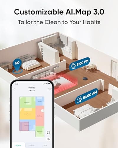 eufy X10 Pro Omni Robot Vacuum and Mop with 8,000 Pa Suction, Dual Mops with 12 mm Auto-Lift and Carpet Detection, AI Obstacle Avoidance Robot Vacuum Cleaner, Self-Emptying, Self-Refilling (Black) — view 5