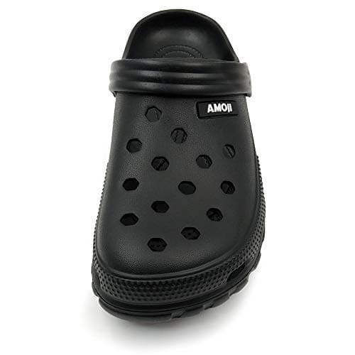 AMOJI Adults Garden Clogs Women's Gardening Clog Men's Garden Shoes Sandals Slippers Bathroom Beach Home Outdoor Shower Lightweight Summer Shoes Femme Homme Sabot A1521 Size Black 13 Women/12 Men — view 2