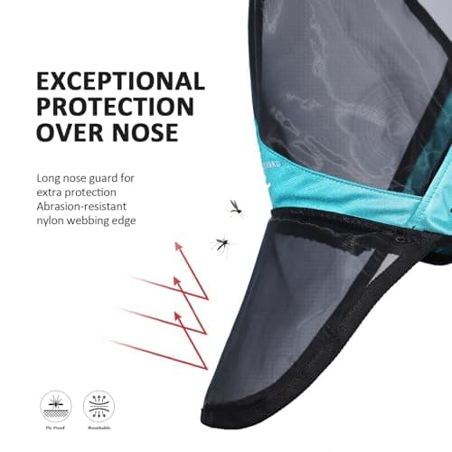 Harrison Howard Pro Luminous Horse Fly Mask Large Eye Space Long Nose with Ears UV Protection for Horse Teal L — view 4