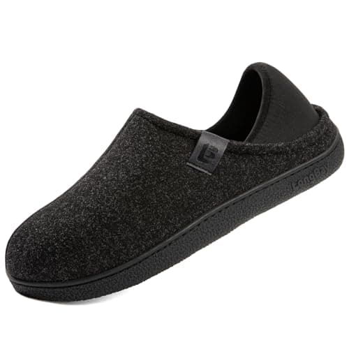 LongBay Mens Slippers with Removable Supportive Insole Slip on Casual House Shoes for Indoor Outdoor Bedroom Garden Black, 10