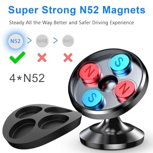 Coolpow【2 Packs Magnetic Phone Holder for Car【Strong Magnet】 Phone Holders for Your Car Phone Holder Mount【4 Metal Plate】 Universal Car Accessories for Women Men for iPhone Samsung Speakerphones — view 3