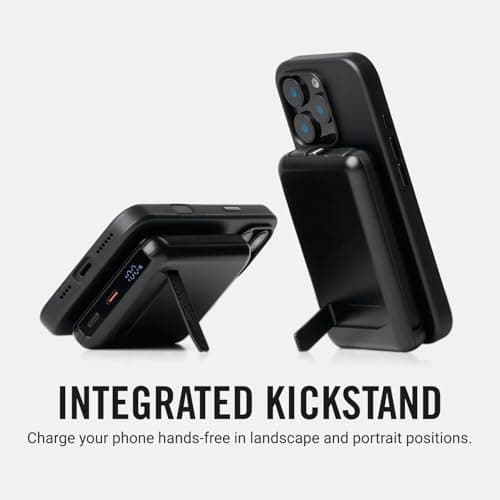 Ridge Magnetic Power Bank Battery Pack 10,000mAh - Fast Charging, Compatible with MagSafe - Portable Charger Powerbank - with Built in Cables, Wireless Charging & Magnetic Attachment (Matte Black) — view 6