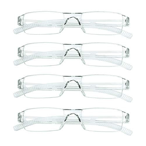 LifeArt Blue Light Blocking Reading Glasses, 4-Pack Men’s and Women’s Rectangular Frame, Anti-Reflective Lenses, +1.50 Magnification