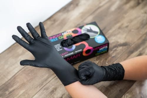FRAMAR Black Nitrile Gloves Medium, Disposable Gloves, Latex Free, 100 — view 6