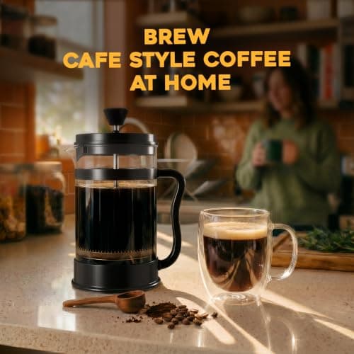 Utopia Kitchen Borosilicate Glass French Press Coffee Maker 34 Oz, Black — view 6
