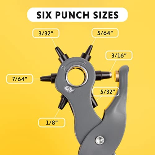 General Tools Leather Hole Punch Tool - 6 Multi-Hole Sizes for Leather, Rubber, & Plastic - Hobbies & Crafts 8.5 inches — view 2