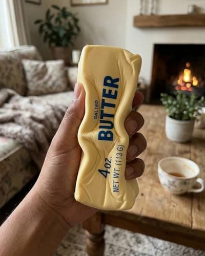 Butter Squishy Stress Gadget for Adults, Slow Rebound Sensory Fidget, Cute Realistic Butter Stick Shape, Funny Themed Desk Decor for Office & Home (1Pcs/9.4 × 2.5 in) — view 4