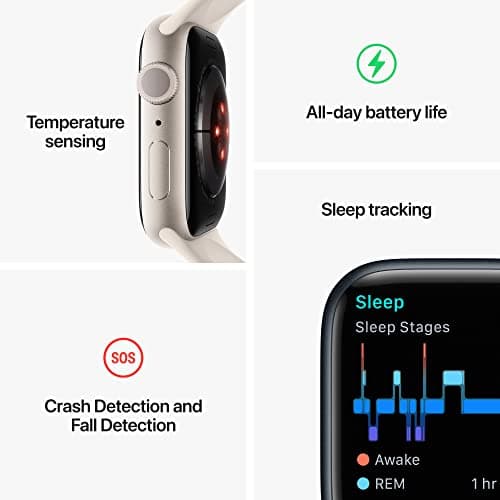 Apple Watch Series 8 [GPS, 45mm] - Midnight Aluminum Case with Midnight Sport Band, M/L (Renewed) — view 4