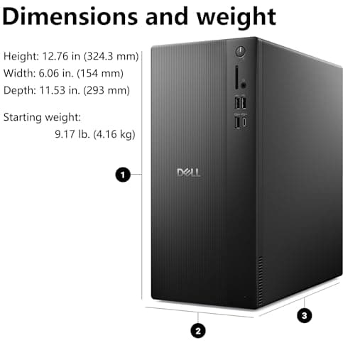 Dell Tower PC Ect1250 Business Desktop Computers,14th Gen Intel Processor, Copilot AI, 16GB DDR5, 512GB SSD, WiFi 6, Bluetooth, DisplayPort, HDMI, Type-C, Windows 11 Pro — view 5