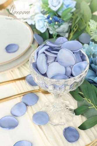 Floroom 300pcs Rose Petals Dusty Blue Faux Silk Flower Petals for Wedding Flower Girl Basket Aisle Scatter Dinner Table Centerpieces Party Confetti Bridal Shower Romantic Night Decoration — view 2