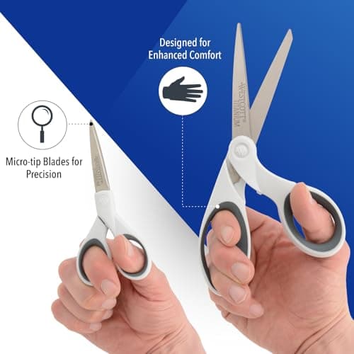 Westcott 5-Inch Micro-Tip & 8-Inch Bent Craft Fabric Scissors - Titanium Bonded Blades for Heavy Fabric and Precise Snips, 2 Pack — view 2