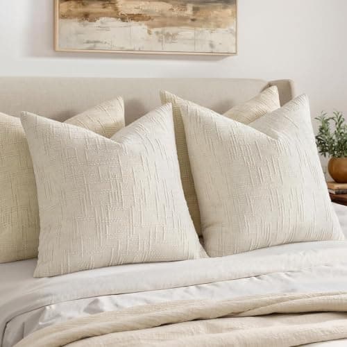 MIULEE Textured Throw Pillow Covers Thick Chenille Decorative Pillows Cream White 12x20 Inch Set of 2 Modern Boho Farmhouse Home Decor Neutral Cushion Covers for Couch Sofa Living Room Bedroom — view 4