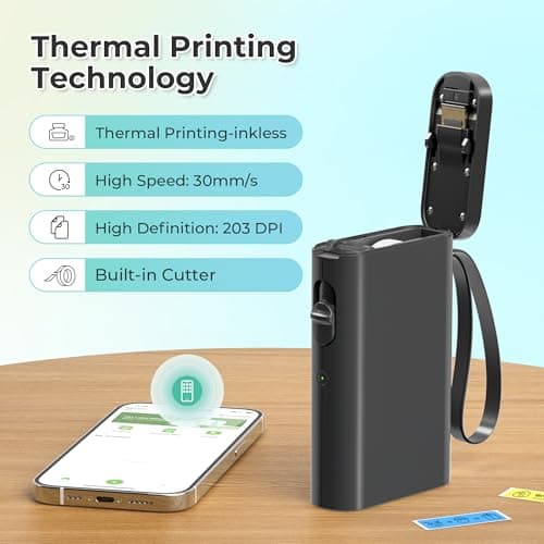 Label Maker Machine with Tape, P21 Portable Bluetooth Label Printer, Wireless Built-in Cutter Sticker Maker Mini Label Makers with Multiple Templates for Organizing Storage Office Home, Black — view 4