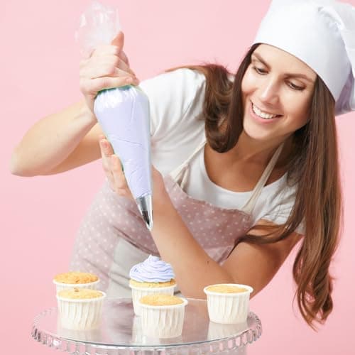 Riccle Piping Bags and Tips Set, 11.8 Inch 100 Anti Burst Piping Bags, 124 Pcs Cake Decorating Kit with 16 Piping Tips, 1 Reusable Pastry Bags, 3 Cake Scrapers, 2 Couplers, and 2 Icing Bags Ties — view 2