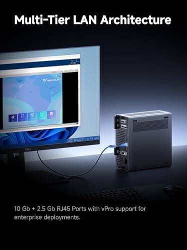 MINISFORUM MS-02 Ultra Mini Workstation PC, Intel Core Ultra 9 285HX (24C/24T, up to 5.5GHz), PCIe 5.0 x16, 4× DDR5 Slots, 4× M.2 Slots, USB4 v2 80Gbps, Dual 25GbE+10GbE+2.5GbE, Wi-Fi 7, 350W PSU — view 3