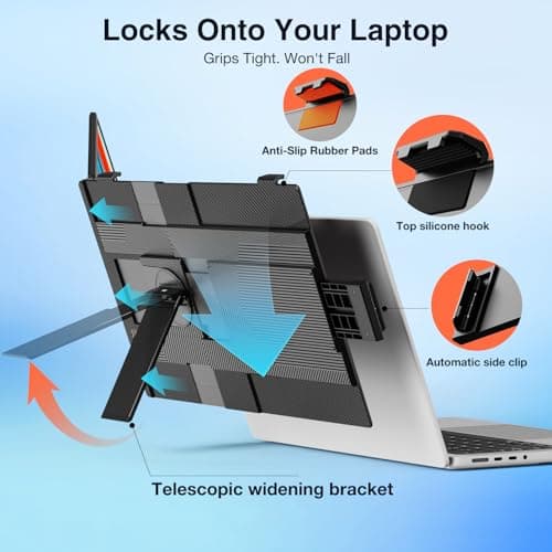 FLYTOCCA Laptop Screen Extender, 15.6" 1080P FHD IPS Display, Detachable Second Monitor Supports Vertical Mount, Plug & Play, Laptop Monitor Extender for 13"-17.3" Laptops, Windows, Mac, Chrome — view 4