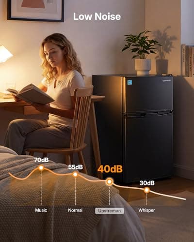 Upstreman 3.1 Cu.Ft Mini Fridge with Freezer, Double Door Small Refrigerator, Adjustable Thermostat, Energy Star Certified Low Noise Mini Refrigerator for Bedroom, Dorm, Apartment Black-TM31 — view 5