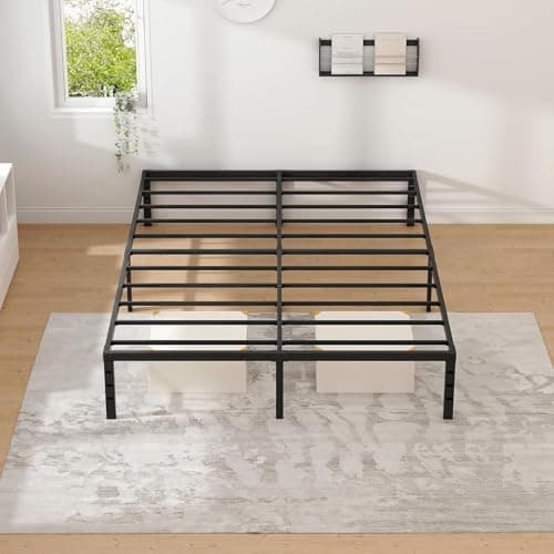 NEW JETO Metal Bed Frame,Queen Size Bed Frame with Storage Space,Heavy Duty Sturdy Mattress Foundation,Easy Assembly,No Box Spring Needed, Black,14 Inch,Queen — view 8