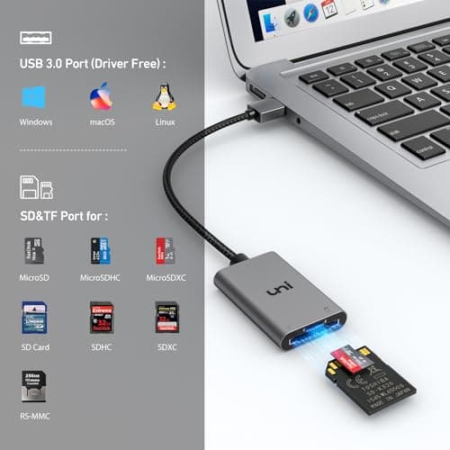 uni SD Card Reader, High-Speed USB 3.0 to Micro SD Card Adapter, Aluminum Computer Memory Card Reader Dual Slots, for SD/SDXC/SDHC/MMC/Micro SDXC/TF/Micro SDHC | Laptop, PC, and More — view 6