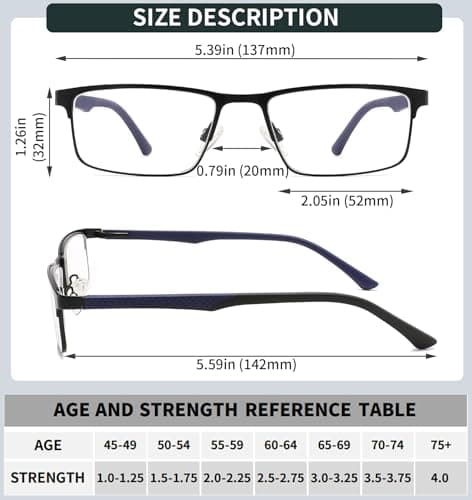 READITEASY 3 Pack Reading Glasses 2.0 Men Blue Light Blocking, Readers Men with Spring Hinge, Mens Reading Glasses Reduce Eyestrain/UV/Dryness 2.0+ — view 5