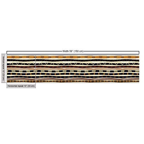 Ambesonne Abstract Fabric by The Yard Ethnic Style Geometric Forms Striped Pattern on Bold Earth Tones Decorative Material for Modern Farmhouse Decor Upholstery and Home Accents 1 Yard Orange Cream — view 2