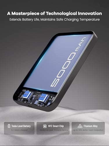 Catmart 【Titanium Body & Ultra-Slim 0.3-Inch Design】 5000mAh Magnetic Power Bank with Titanium Body, Lightweight & Portable, Easy to Carry for Daily Use, Travel, and Emergencies — view 5
