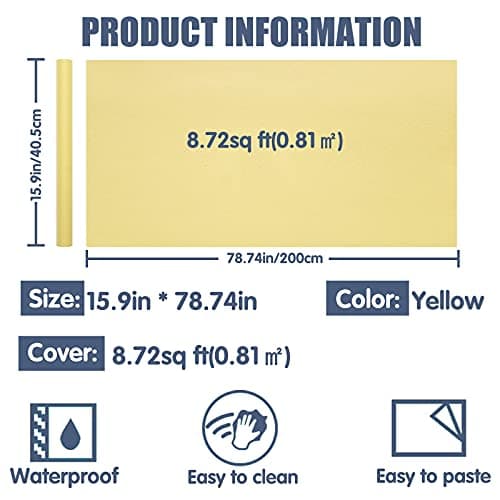 WADILE Peel and Stick Wallpaper 15.9in x 78.7in, Solid Color Contact Paper Waterproof, Vinyl Colored Wall Paper Self Adhesive, Textured Wallpaper Removable for Cabinets/Countertop, Light Yellow — view 4