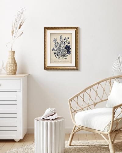 VIYYIEA Gold Framed Botanical Wall Art Decor, Blue Flower Campanula Pictures Prints, Living Room Bedroom Coastal Room Blue Floral Summer Decor, Vintage Retro Farmhouse Canvas Paintings,13x16 Inch — view 6