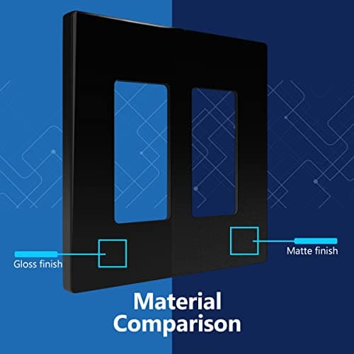LIDER Matte Finish Double Decorator Switch Cover, Screwless Wall Plate, Mid-Size 2-Gang 4.88" x 4.92", Polycarbonate Thermoplastic, UL Listed, LSWP-32M-BK, Black — view 4