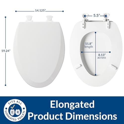 Bemis 1500EC 390 Lift-Off Wood Elongated Toilet Seat, Cotton White (Pack of 1) — view 2
