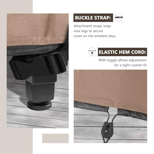 ULTCOVER Rectangular Patio Heavy Duty Table Cover - 600D Tough Canvas Waterproof Outdoor Dining Table and Chairs General Purpose Furniture Cover Size 88L x 62W x 28H inch — view 3