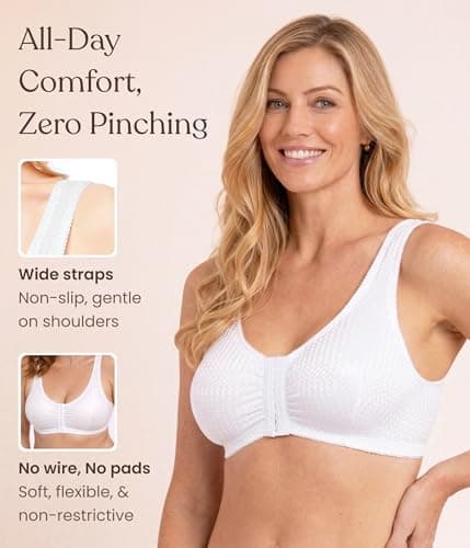 Carole Martin Full-Freedom Comfort Bra Wireless Front Closure Style 7218 - White 36 — view 3