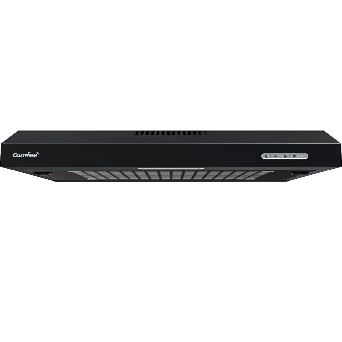 COMFEE' 60 cm Visor Cooker Hood LED Extractor Hood Under Cabinet Hood Wall Mounted Extractor Fan 600 mm Top Vented Range Hood - Black KWH-SLIF17B-60