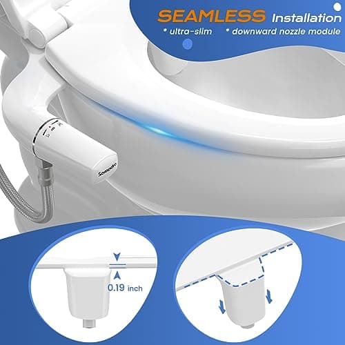 SAMODRA Self Cleaning Bidet for Toilet, Ultra-Slim Single Nozzle Bidet Attachment for Toilet with Adjustable Water Pressure, Fresh Water Non-Electric Bidet, Minimalist Bidet Ease of Use — view 2