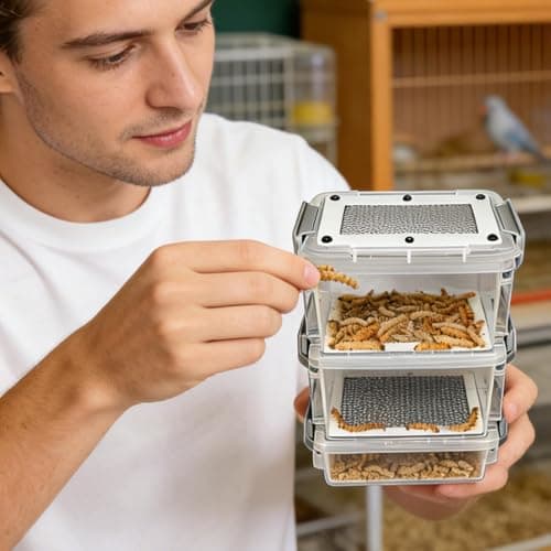 Live Mealworm Farm Breeding Kit, Clear Mealworm Feeding, Silkworm Feeding Container, for Pet Parents Animal Lovers Keepers Breeders Hobbyists Farmers School Home Farm Workshop — view 2