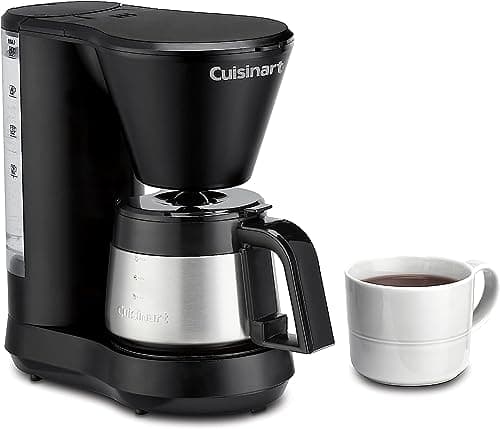 Cuisinart 5-Cup Coffee Maker with Stainless Steel Carafe, Coffee Machine with Removable Water Reservoir, Charcoal Water Filter, 30-Minute Keep Warm, and Brew Pause, DCC-5570NAS, Stainless Steel — view 2