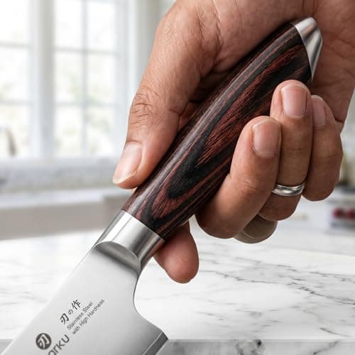 imarku Chef Knife, Japanese Kitchen Knife 8 Inch with High Carbon Stainless Steel, Ultra Sharp Edge Utility Knife, Ergonomic Pakkawood Handle Cooking Knives for Home Cooks and Chefs,Birthday Gift — view 4