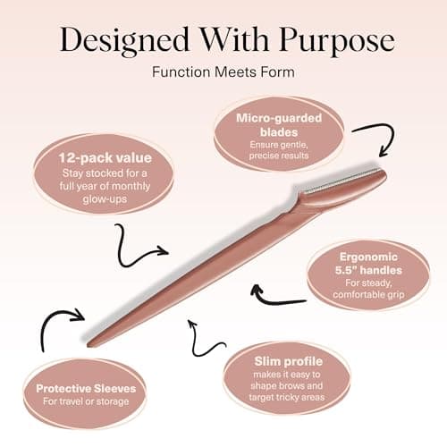 Kitsch Dermaplane Razor for Women Face – Face Razors for Women & Men, Eye Brow Razors & Face Shaver – Exfoliating Facial Razor & Dermaplaner as Skin Care Tool for Smoother Skin - Terracotta, 12 pcs — view 3